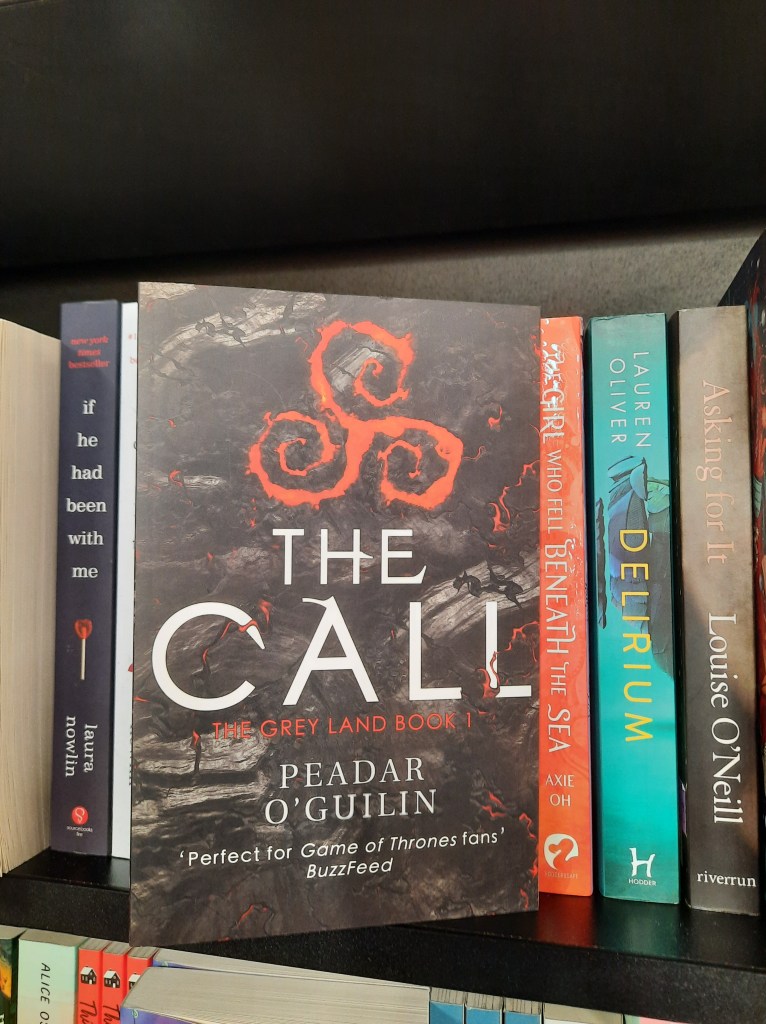 A copy of The Call by Peadar Ó Guilín sitting on a shelf at Chapters Bookstore on Parnell Street, Dublin City. 